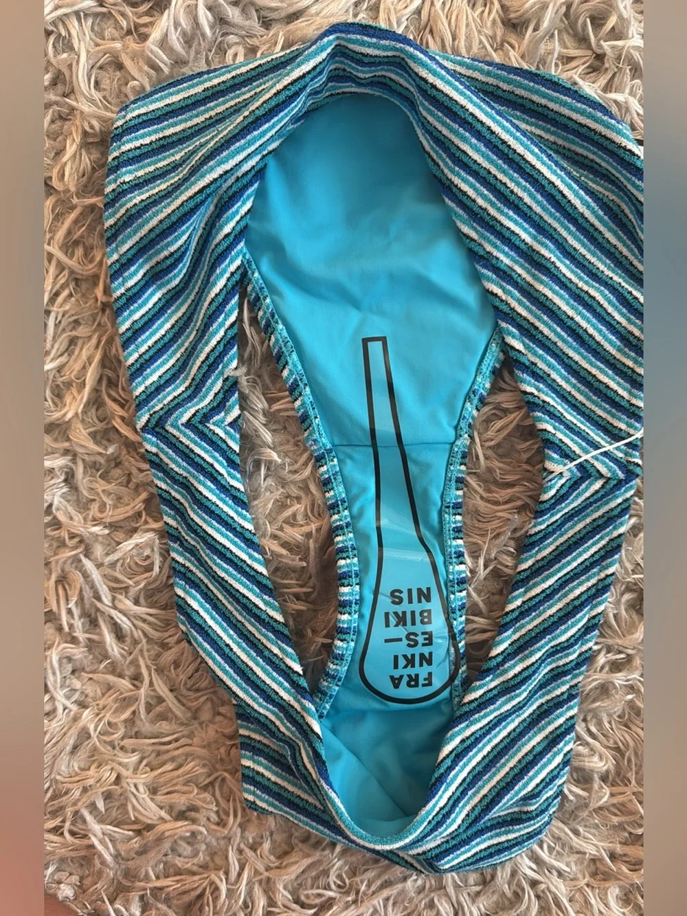Frankie’s Bikinis Blue & White Stripe Dove Terry Bikini Bottom
